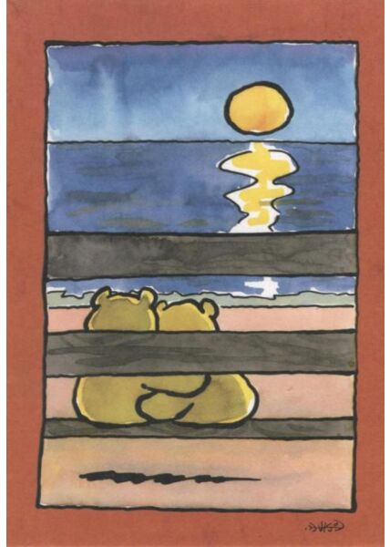 Jan Vis Cartoon Postkarte: Sonnenuntergang