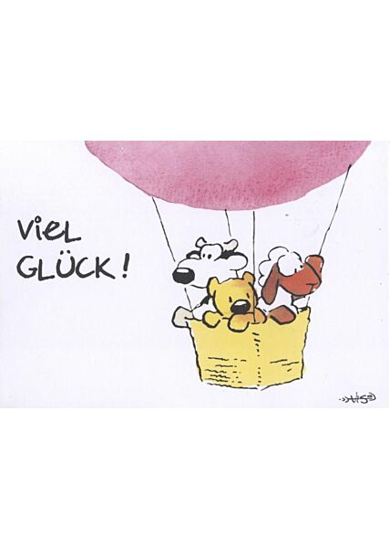 Jan Vis Cartoon Postkarte: Viel Glück!