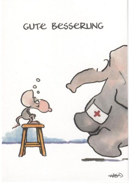 Jan Vis Cartoon Postkarte: Gute Besserung