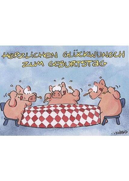 Jan Vis Cartoon Postkarte: Herzlichen Glückwunsch