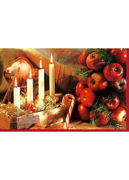 Weihnachtskarte Kerzen Äpfel ohne Text