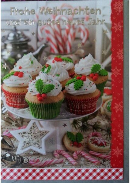 Weihnachtskarte Cupcakes: Frohe Weihnachten